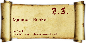 Nyemecz Benke névjegykártya